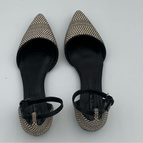Lafayette 148 New York D’Orsay Black and Cream Patterned Flats Womans size 8/38 - Picture 6 of 13